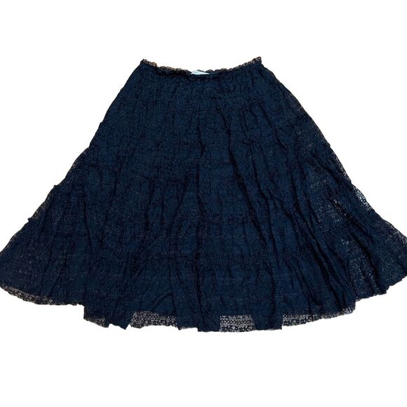Max Studio All Lace Midi Skirt Womens Size Medium M Lined Black Gypsy Witchy EUC